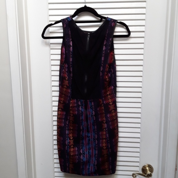Lush Mini Dress Aztec Mesh See Trough Sides/Back M - Picture 2 of 8
